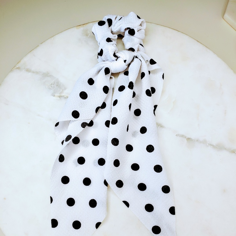 !!!5 for $25 White and White Hair Scarf Scrunchies - Picture 3 of 5